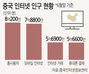 중국 인터넷 인구 8억명 돌파… 71% 온라인 쇼핑 이용