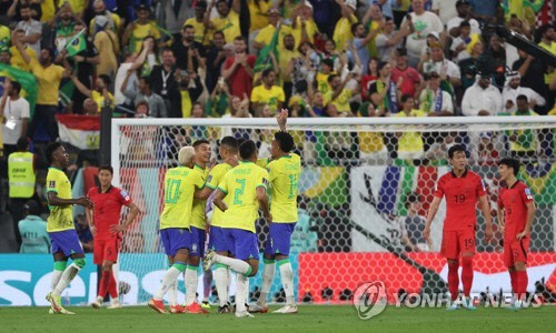 [월드컵] 역시 `최강 브라질`…한국 역대 토너먼트 최다 격차 패배