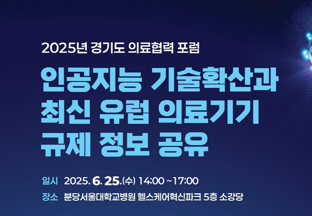 경기도, 25일 인공지능 기반 미래 의료기술 포럼 개최